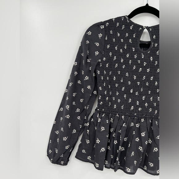 🆕 NWOT Marine Layer Gabrielle Smock Top in Black Modern Ditsy Floral Flower - Picture 11 of 15